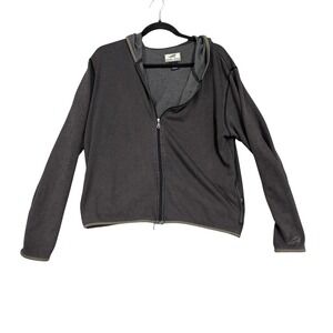 Horny Toad Hoodie Mens Large Gray Full Zip Stretch Jersey Logo Sweatshirt Casual